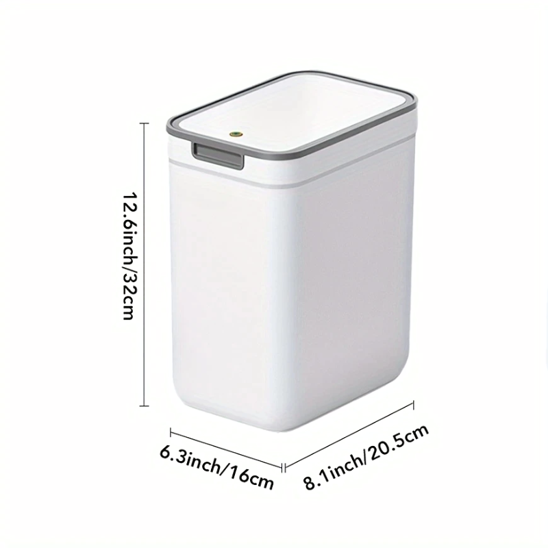 9L Touchless Bathroom Trash Can Wall Mounted Odor Sealing Waste Bin Compact Plastic