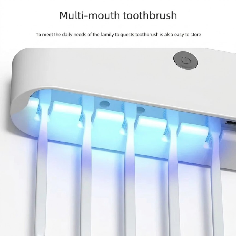 Gray Wireless Charging UV Toothbrush Disinfector Wall Mounted Holder Storage Rack