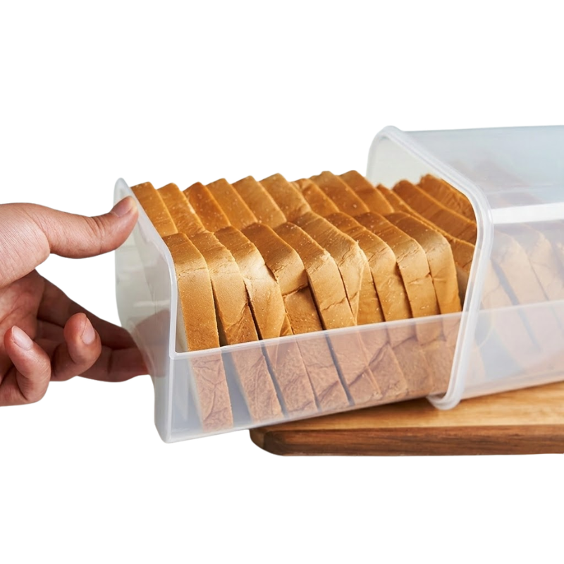 Clear Airtight Bread Loaf Storage Container Tall Bread Saver Box White with Drawer