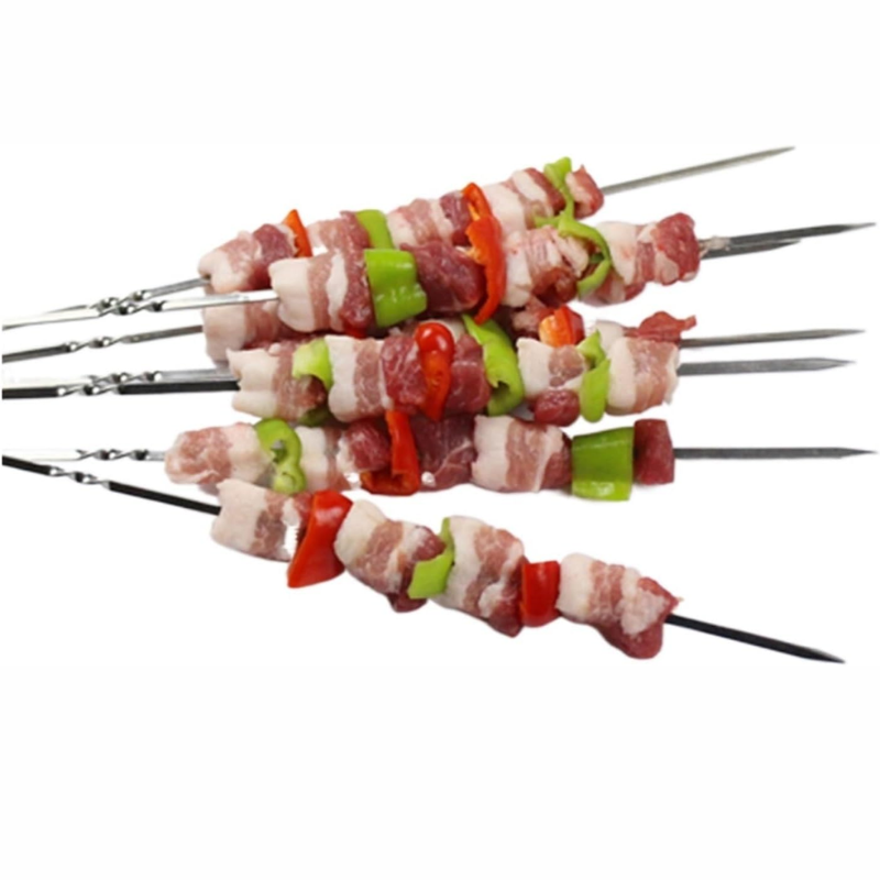 20 Piece Stainless Steel BBQ Skewers Reusable Kebab Sticks for Grilling