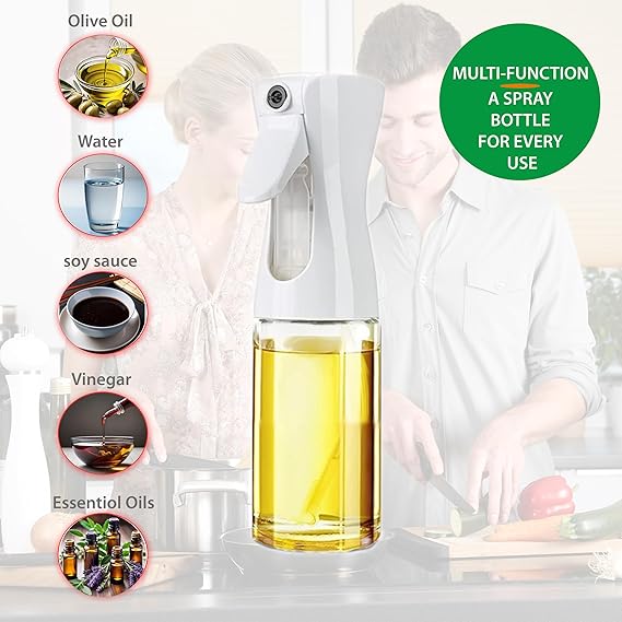 3 Piece 200ml Oil Spray Bottles White Kitchen Mist Sprayer for Cooking BBQ