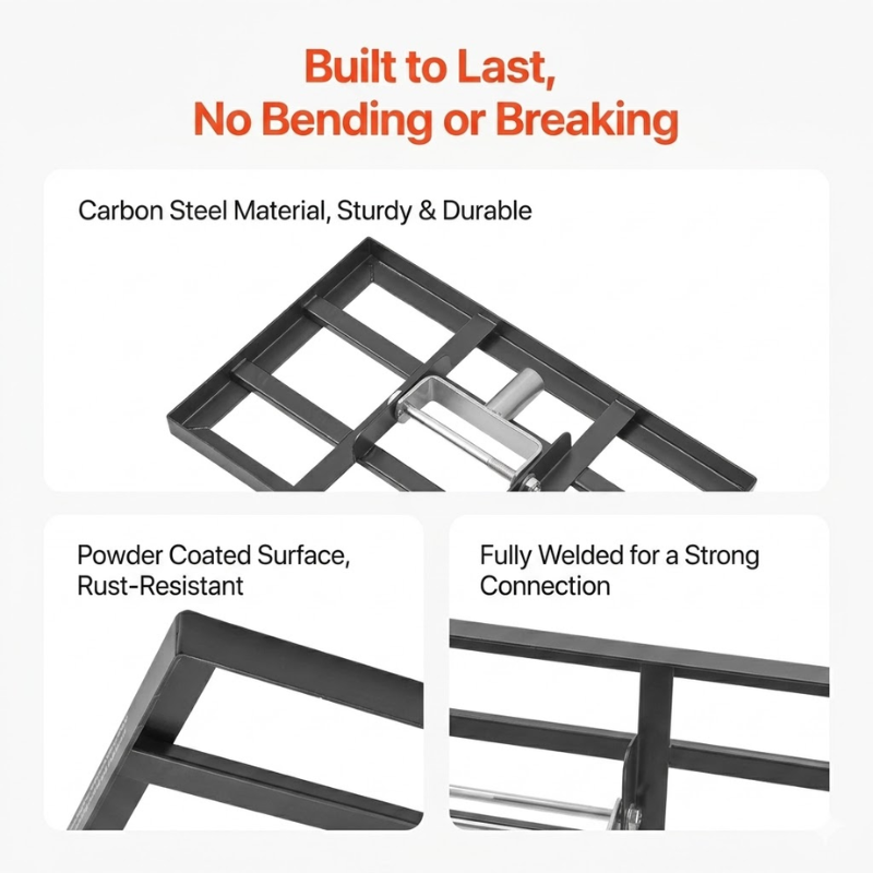 Carbon Steel Lawn Leveling Rake Heavy Duty Ground Soil Leveler 10x30x84inch Adjustable Handle