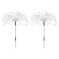 2 Piece Solar Firework Lights 150 LED White Waterproof Garden Stake Light for Outdoor Decoration