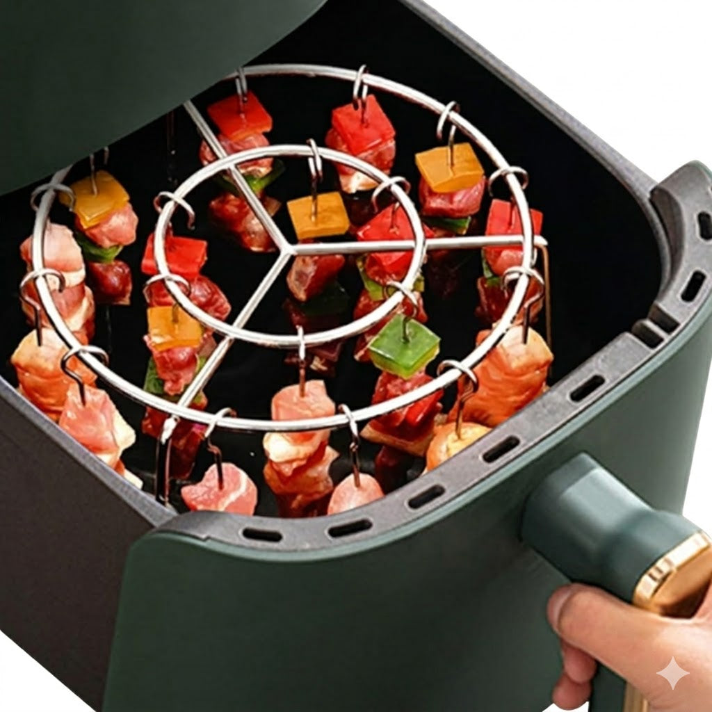 Stainless Steel Vertical Grill Rack 24 Skewer Holder for BBQ and Air Fryer