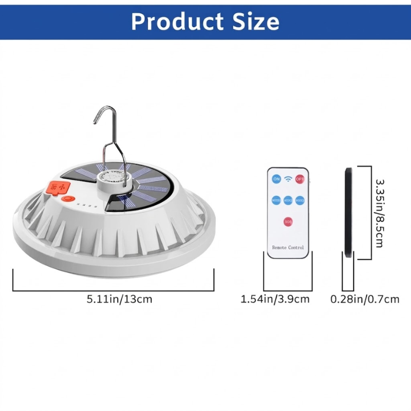 Portable Solar 60LED Camping Light Small USB Rechargeable Hanging Lamp with Remote Control