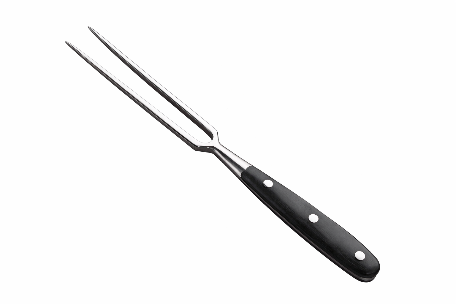 Stainless Steel BBQ Fork Black with Wooden Handle Portable Grill Cooking Tool