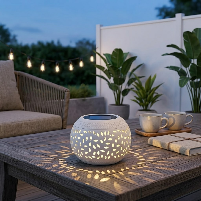 White Solar Garden Light Decorative Hollow Pattern Outdoor LED Landscape Lamp Waterproof Warm White