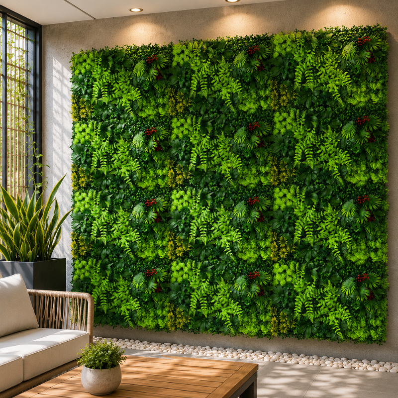 2 Piece Artificial Plant Wall Panels 40x60cm Green Hanging Grass Decor for Home Garden Fence
