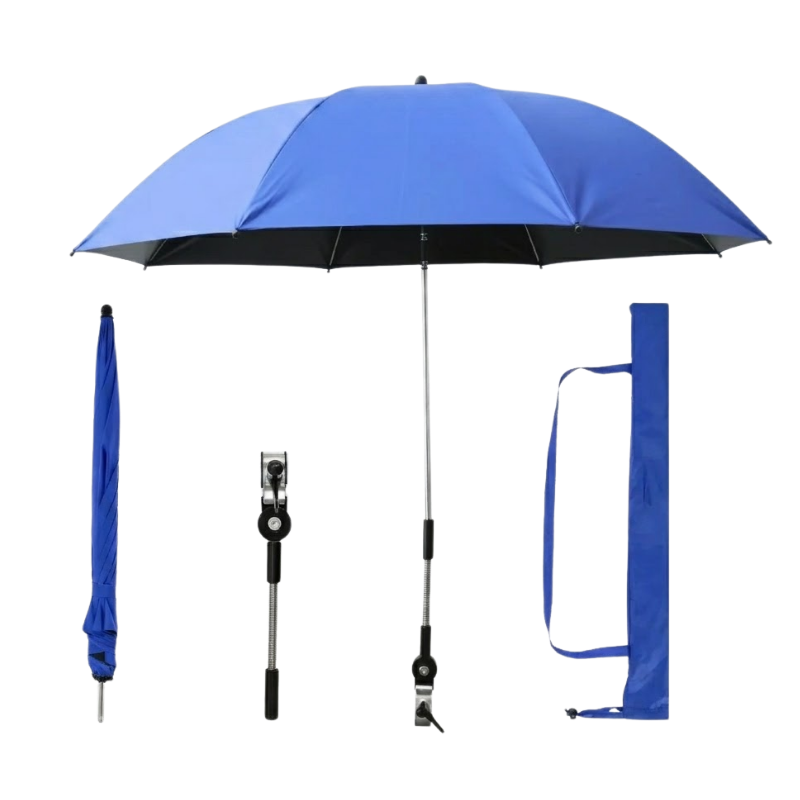106cm Blue Clip On Beach Umbrella 360 Degree Adjustable UV Sun Shade for Camping Chairs