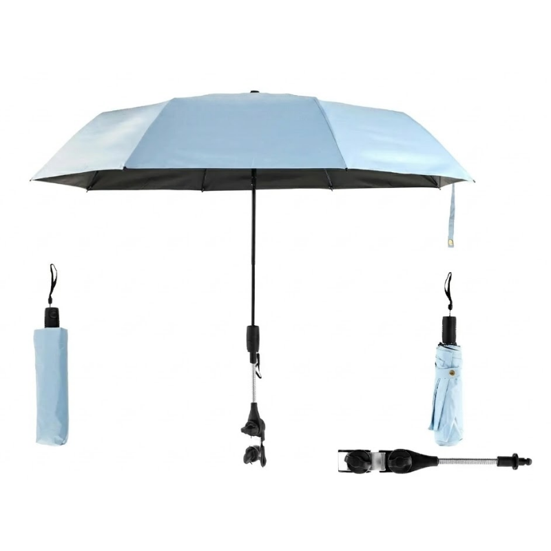 95cm Blue Clip On Beach Umbrella 360 Degree Adjustable UV Sun Shade for Camping Chairs