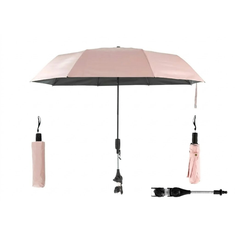 95cm Pink Clip On Beach Umbrella 360 Degree Adjustable UV Sun Shade for Camping Chairs