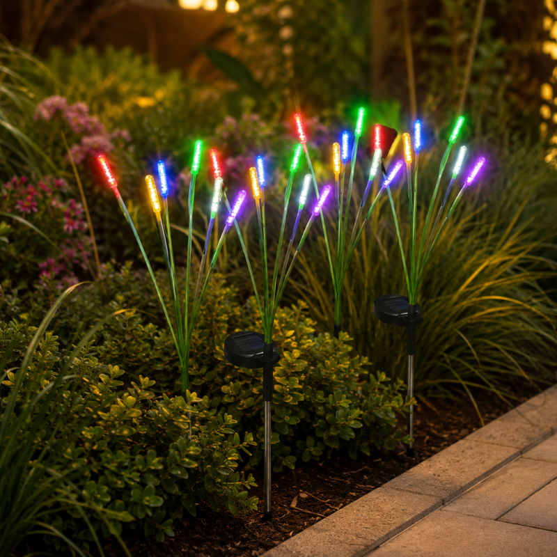 10 Head Solar Firefly Swaying Lights Multicolor Outdoor Garden Pathway Decor Lights