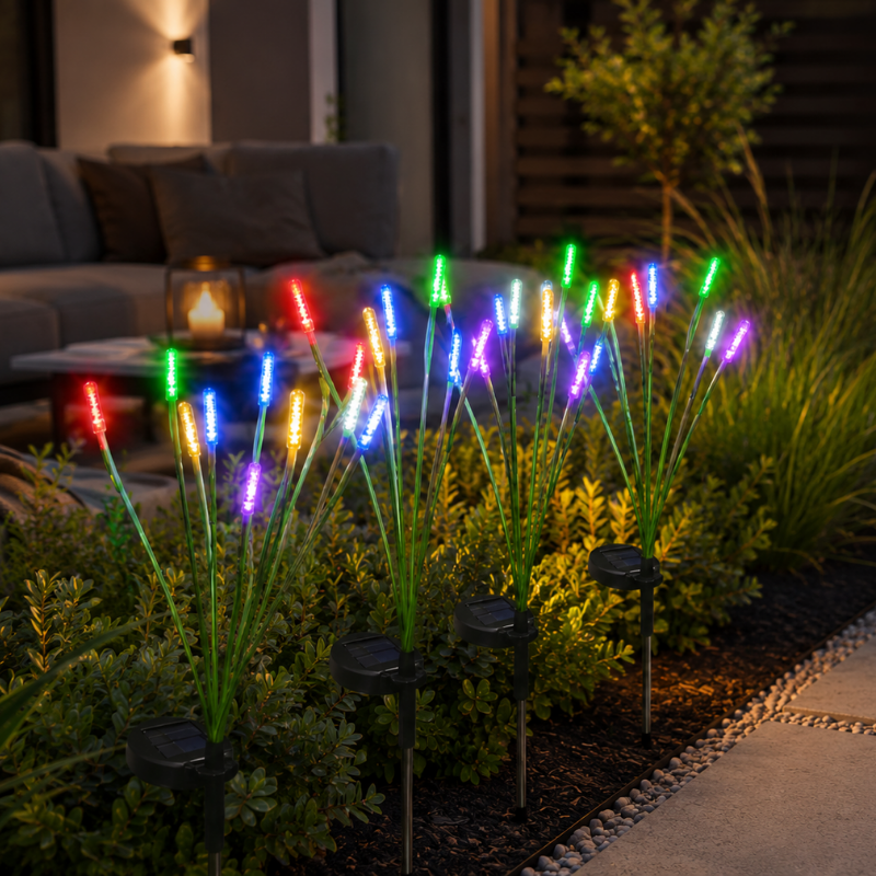 8 Head Solar Firefly Swaying Lights Multicolor Outdoor Garden Pathway Decor Lights