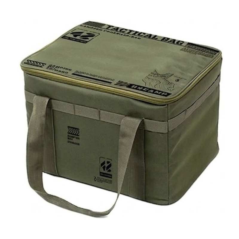 42L Portable Green Camping Storage Bag with Adjustable Dividers for Picnic and Outdoor Gear