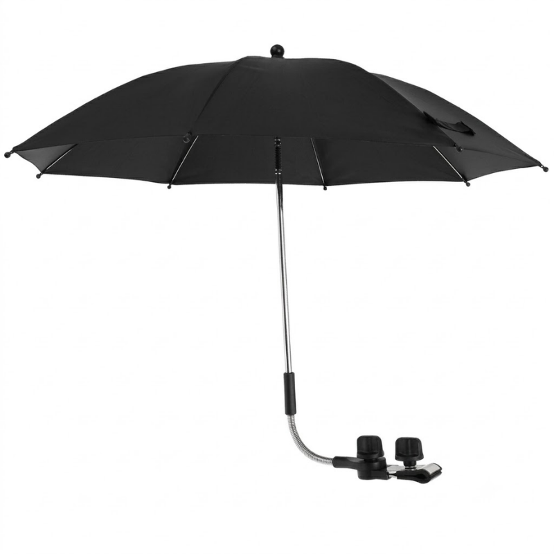 75cm Black Clip On Beach Umbrella 360 Degree Adjustable UV Sun Shade for Camping Chairs