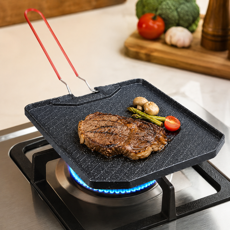 Portable Non-Stick BBQ Frying Pan for Camping Stove Outdoor Cooking