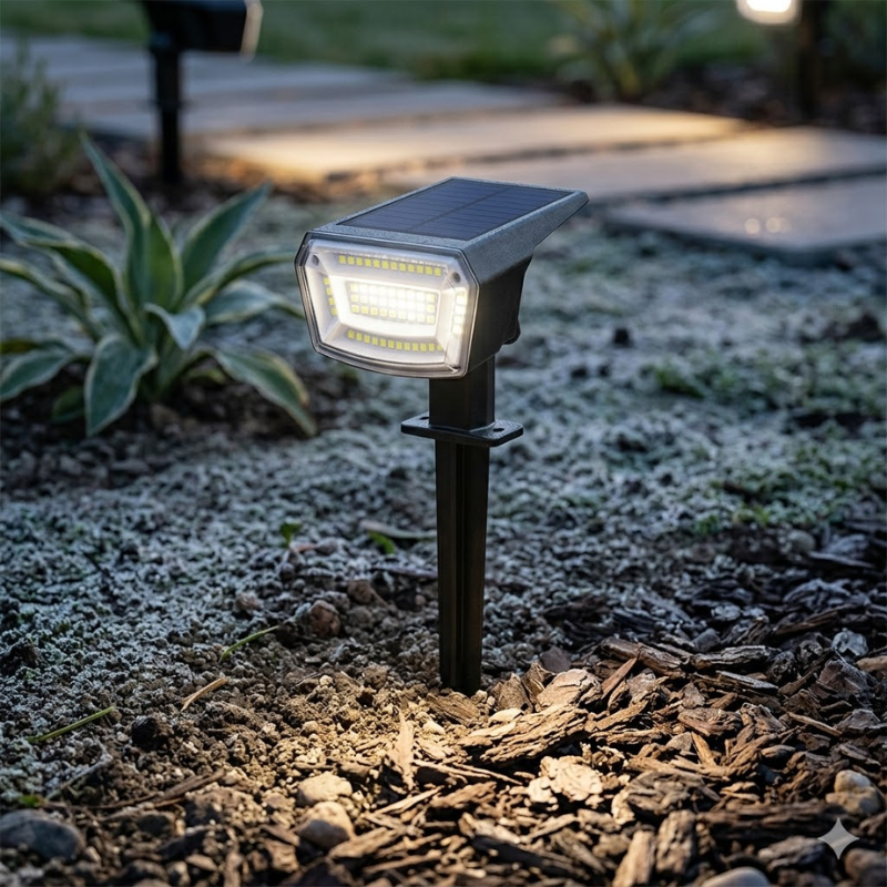 Solar Spotlight Outdoor 3 Modes Dimmable Waterproof LED Garden Lawn Light Warm White