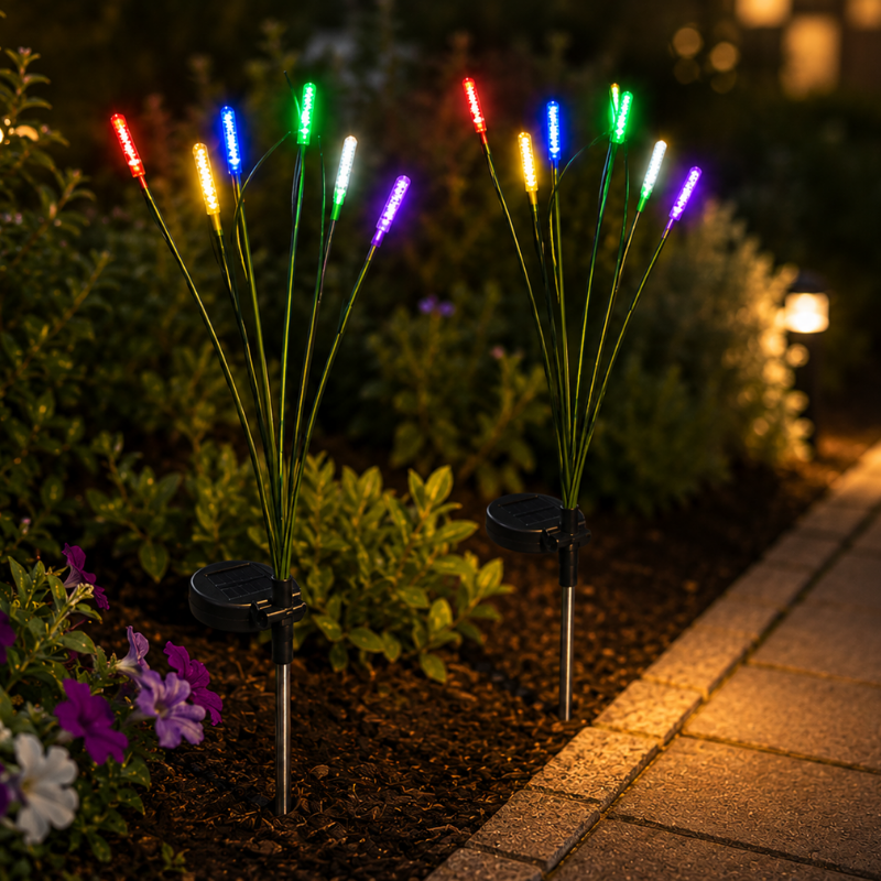 10 Head Solar Firefly Swaying Lights Multicolor Outdoor Garden Pathway Decor Lights