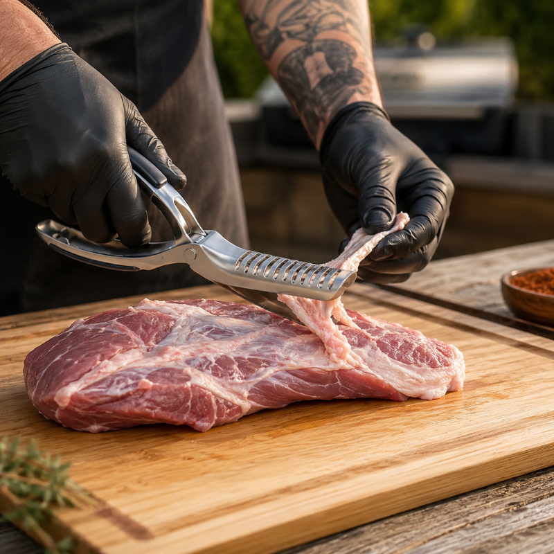 Stainless Steel Rib Membrane Removal Tool with Ergonomic Handle BBQ Prep Tool
