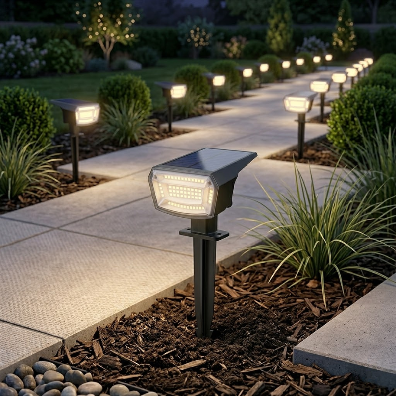 Solar Spotlight Outdoor 3 Modes Dimmable Waterproof LED Garden Lawn Light Warm White