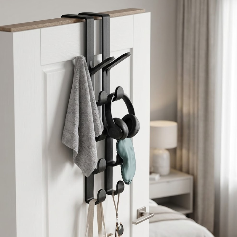 Behind Door Hook Hanger Over Door Storage Rack Coat Holder Black