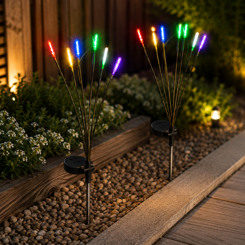 8 Head Solar Firefly Swaying Lights Multicolor Outdoor Garden Pathway Decor Lights