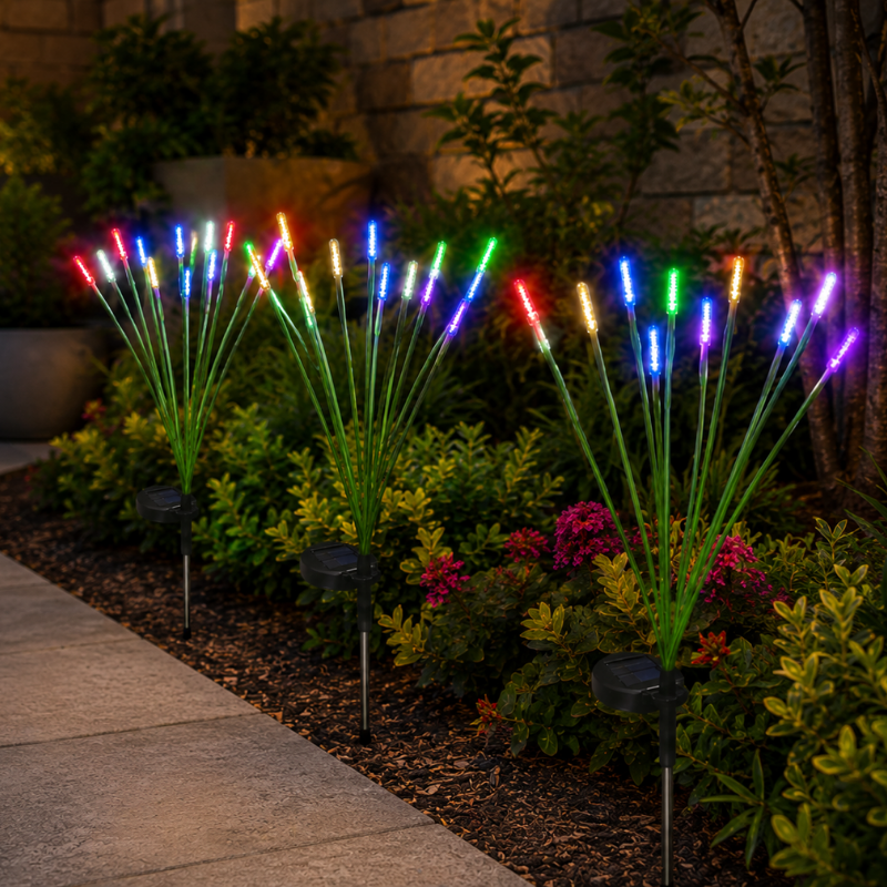 6 Head Solar Firefly Swaying Lights Multicolor Outdoor Garden Pathway Decor Lights