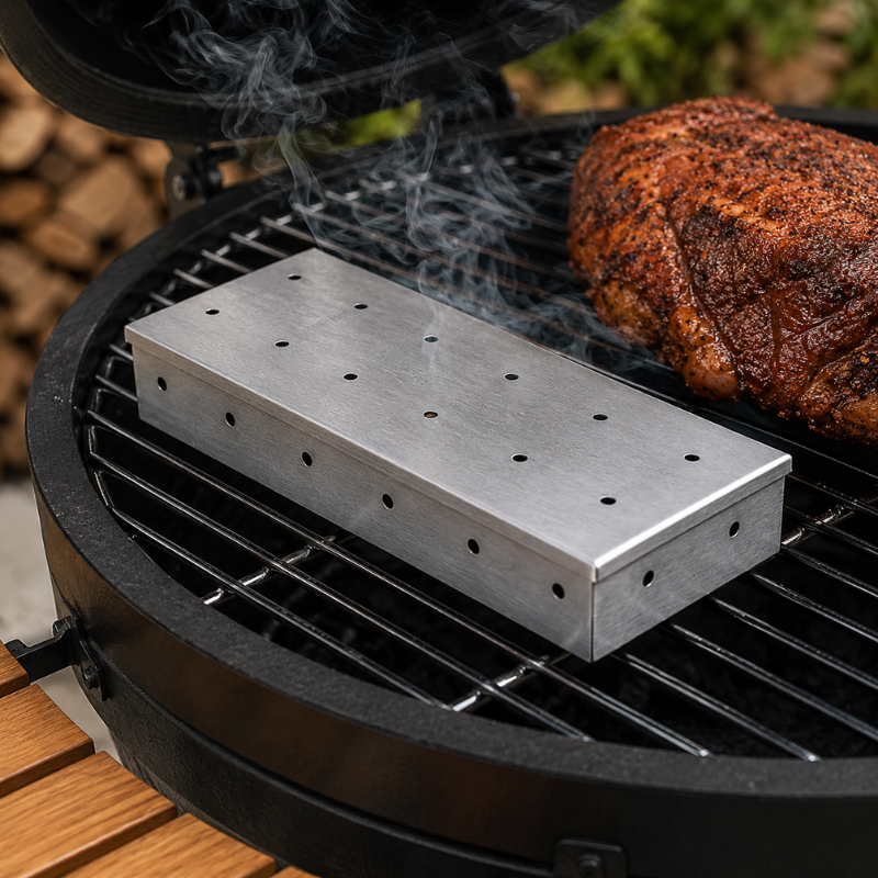 Stainless Steel Smoker Box for Wood Chips BBQ Grill Smoking Accessory