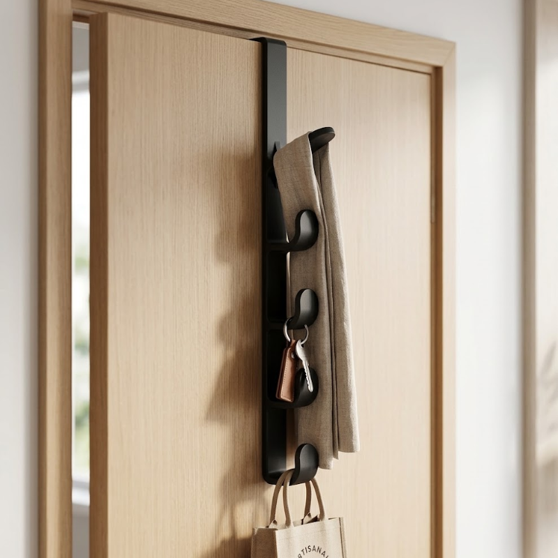 Behind Door Hook Hanger Over Door Storage Rack Coat Holder Black