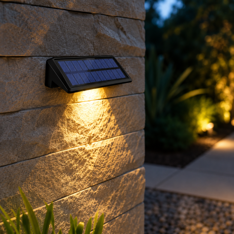 2 Pack Solar LED Wall Lights Warm White Outdoor Waterproof Fence Deck Pathway Lights