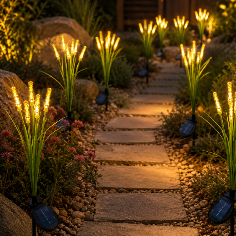 10 Head Solar Firefly Swaying Lights Warm White Outdoor Garden Pathway Decor Lights