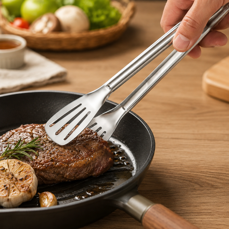 Stainless Steel BBQ Food Tongs Long Cooking and Serving Clip