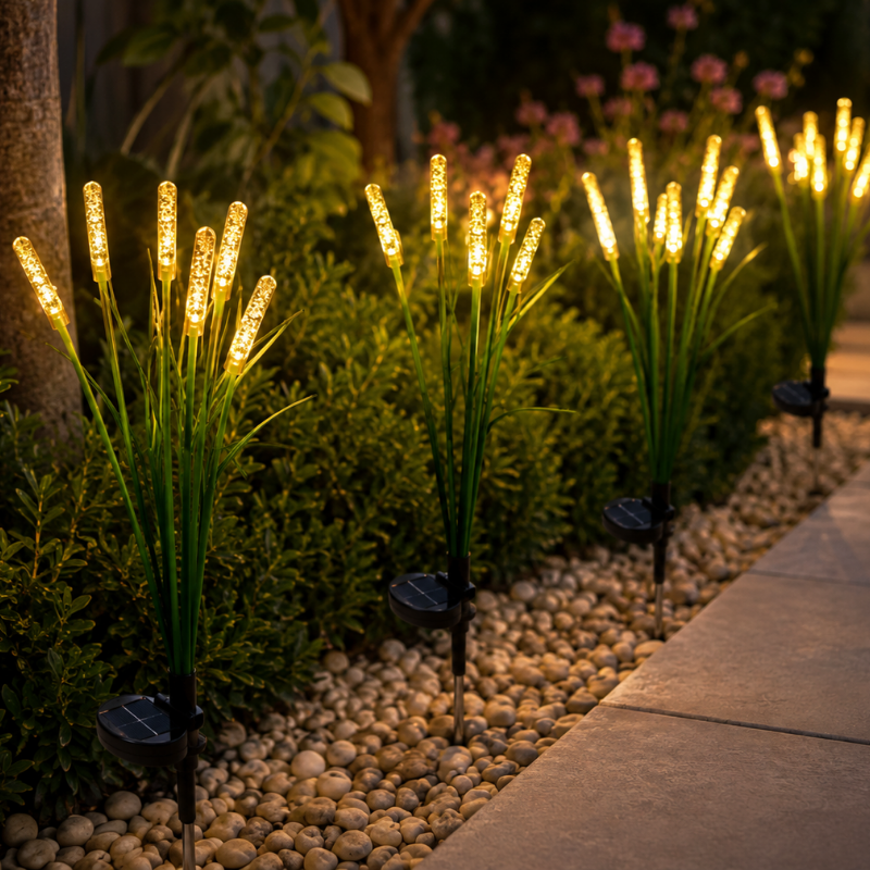8 Head Solar Firefly Swaying Lights Warm White Outdoor Garden Pathway Decor Lights