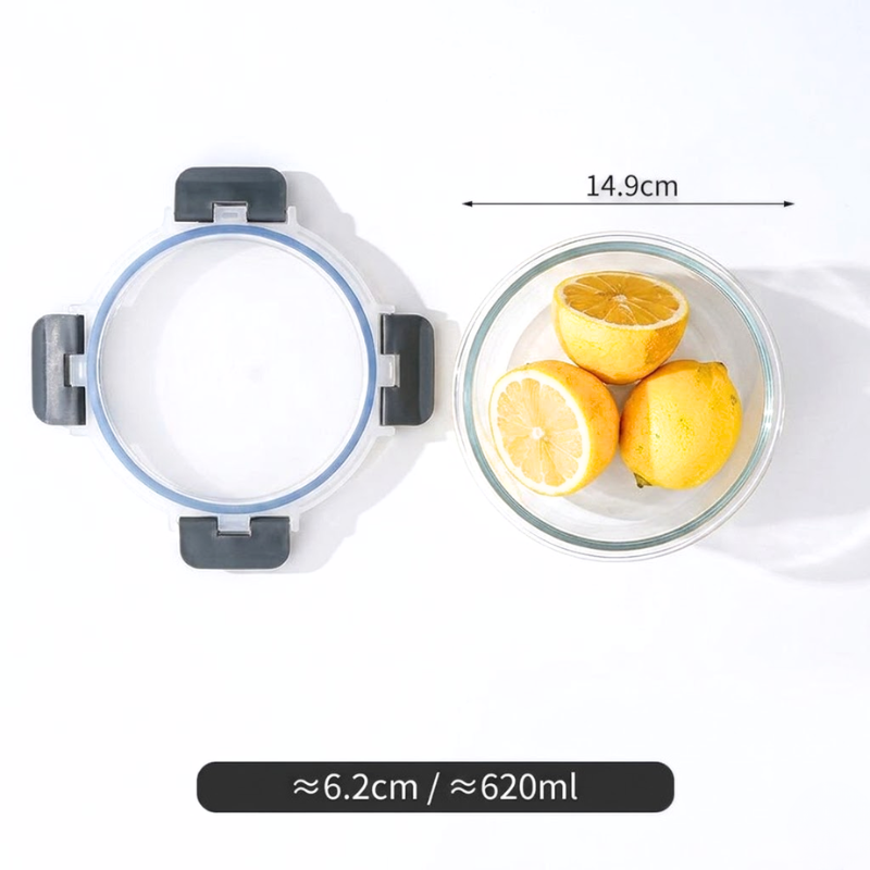 620ml Round Glass Food Storage Container with Lid Microwave Freezer Dishwasher Friendly