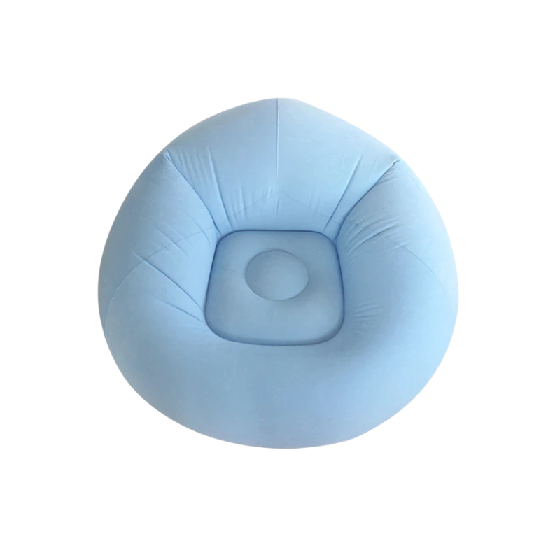 Light Blue Inflatable Air Sofa Chair Portable PVC Lounge Seat for Outdoor Camping and Living Room