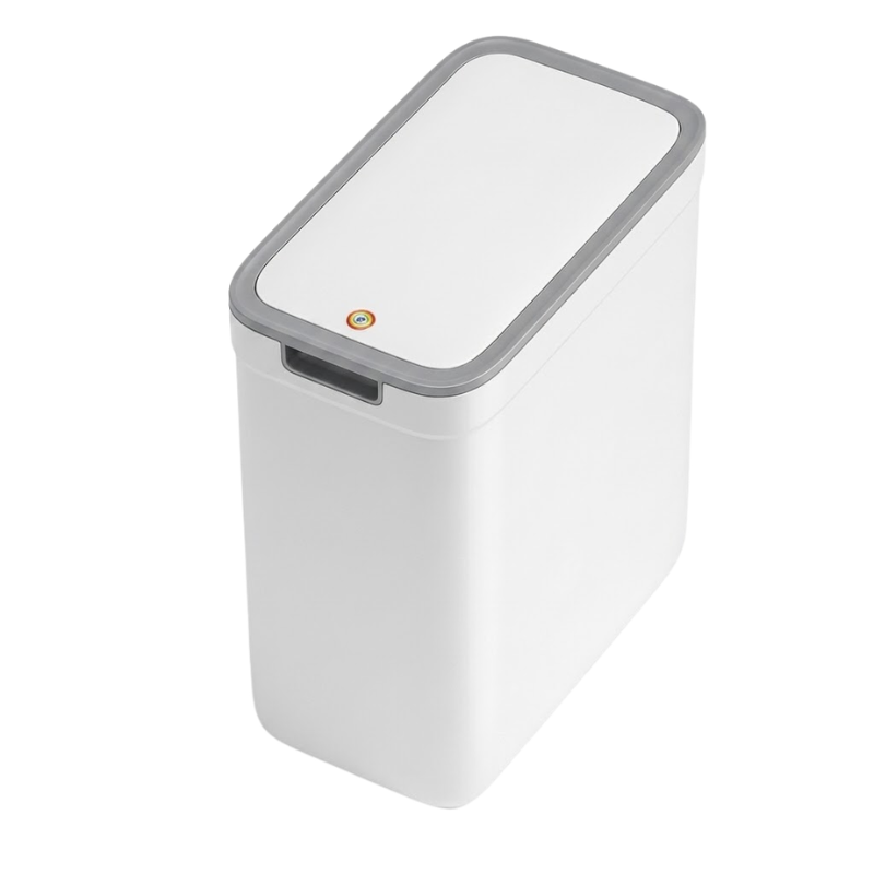 9L Touchless Bathroom Trash Can Wall Mounted Odor Sealing Waste Bin Compact Plastic