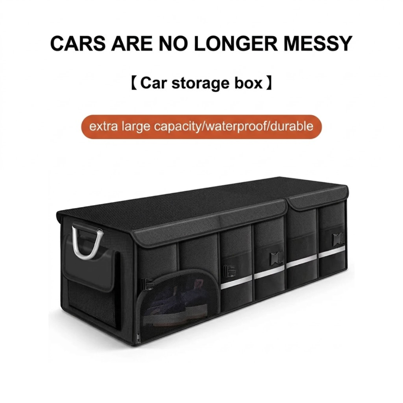 110L Foldable Car Trunk Storage Box Waterproof Cargo Organizer with Reinforced Handle