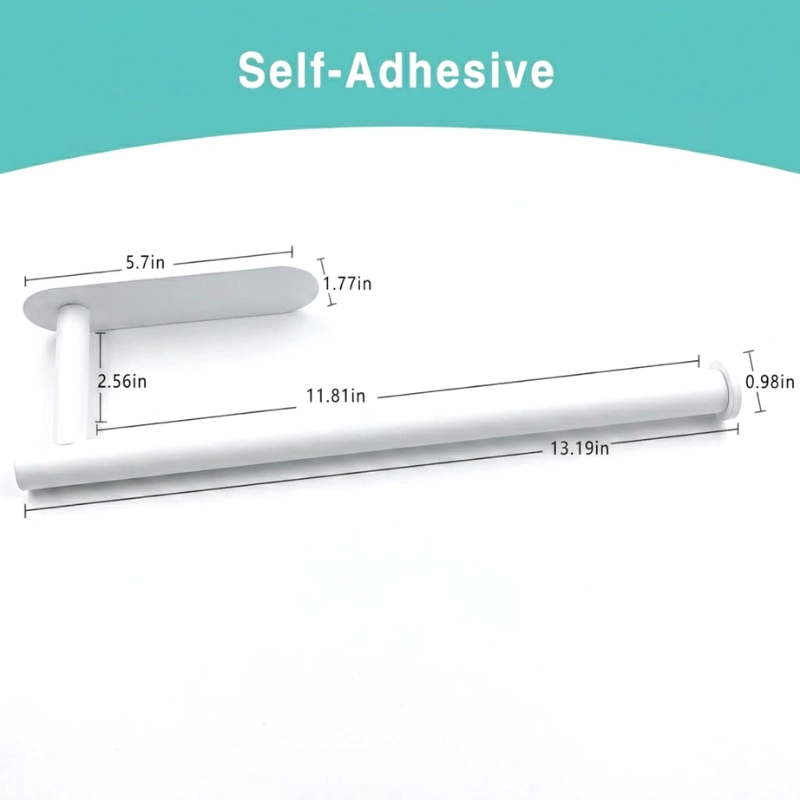 Long White Kitchen Paper Towel Holder Adhesive Wall Mounted Tissue Roll Rack