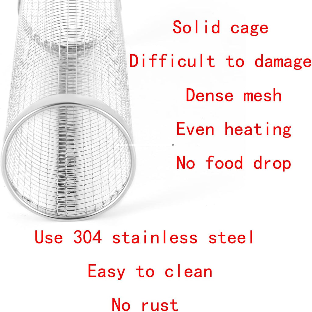 20cm Stainless Steel BBQ Grill Cage for Outdoor Camping Grilling