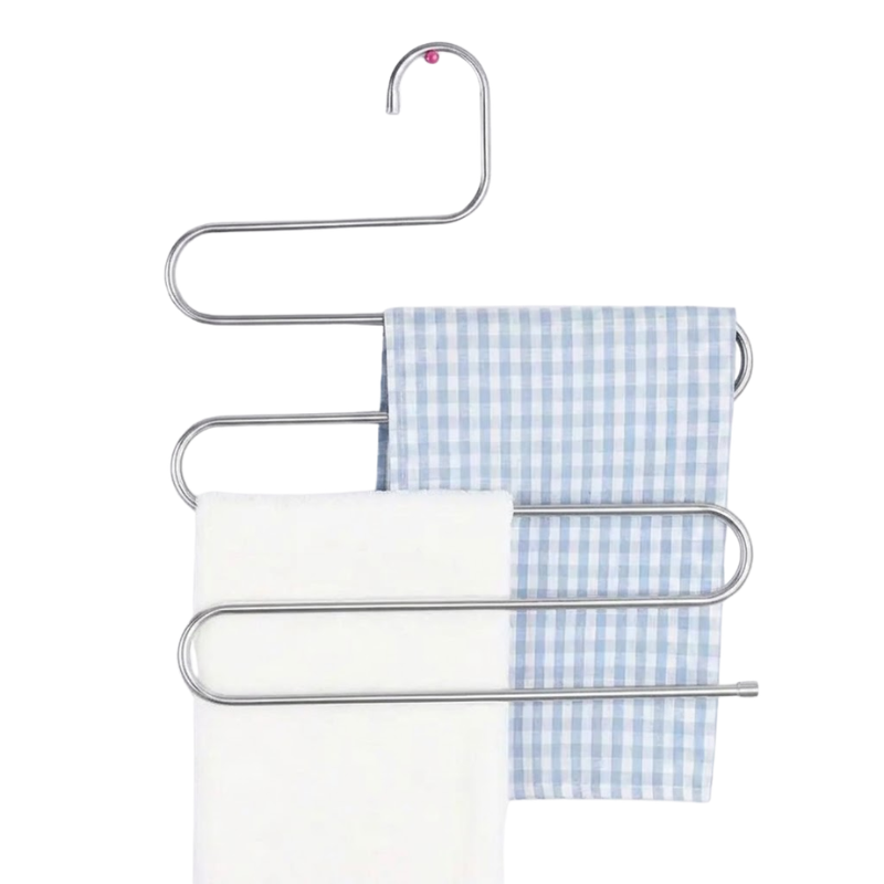 1 Piece 5 Layer Clothes Hanger Non Slip Space Saving Pants Storage Rack Silver
