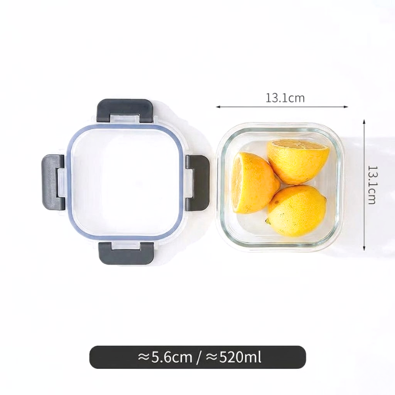 520ml Square Glass Food Storage Container with Lid Microwave Freezer Dishwasher Friendly