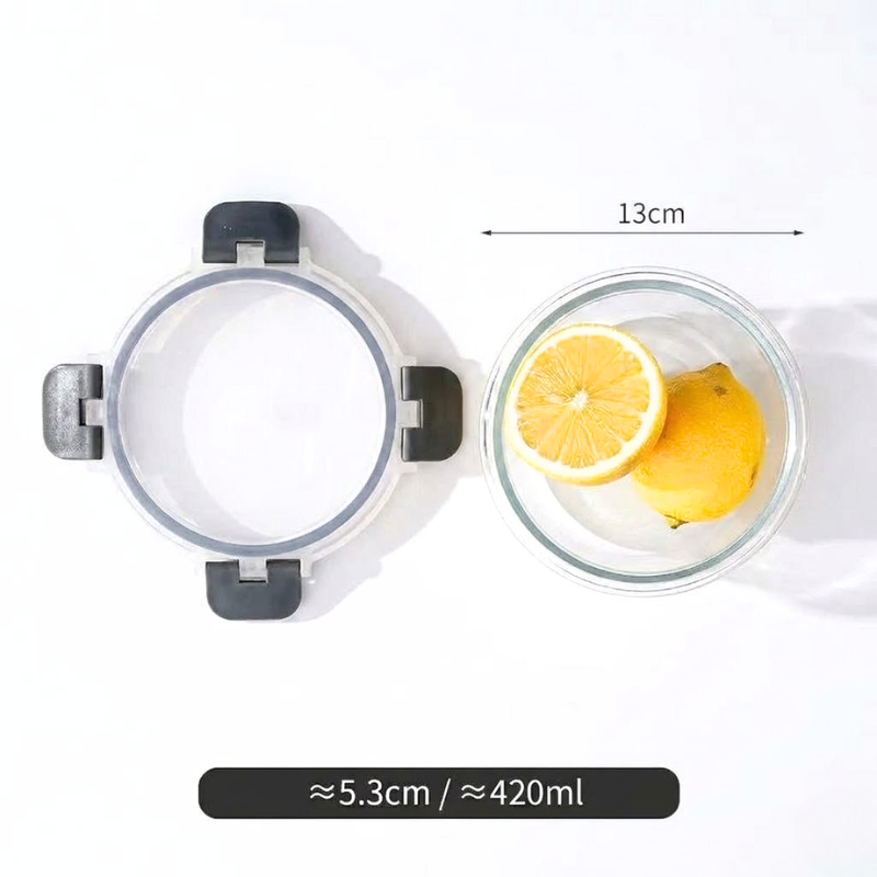 420ml Round Glass Food Storage Container with Lid Microwave Freezer Dishwasher Friendly