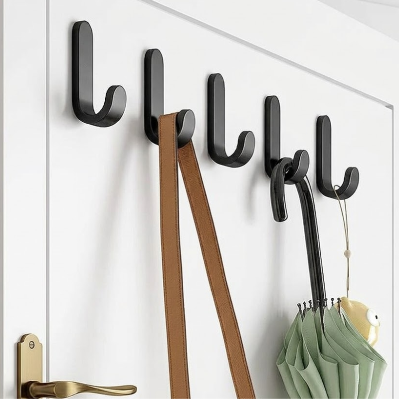 6 Piece Self-Adhesive Wall Hooks Waterproof J-Hook for Bathroom Kitchen Home