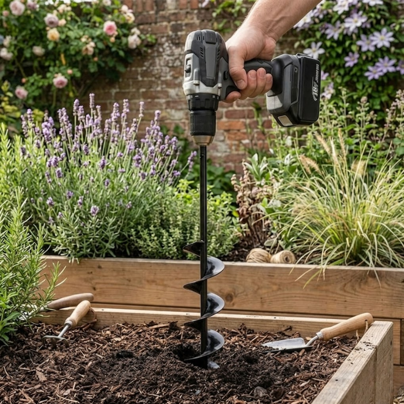 Spiral Garden Auger Drill Bit 4.6x37cm Soil Digging Planting Tool for Electric Drill