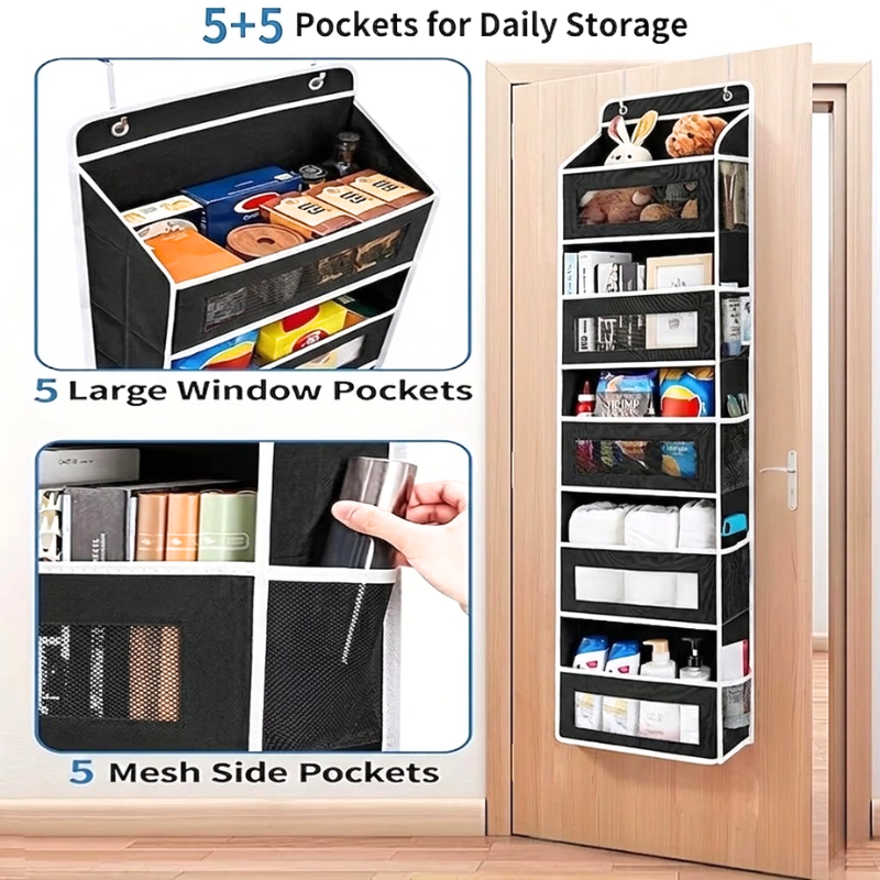5 Shelf Black Hanging Storage Organizer Over Door 5 Pocket Rack