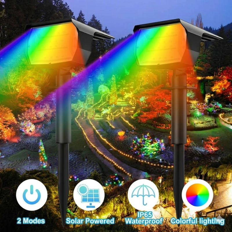 18LED RGB Solar Powered Garden Pathway Light Waterproof Outdoor Landscape Lamp
