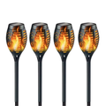 4 Piece Solar Flame Torch Light 12 LED Flickering Waterproof Outdoor Garden Lamps