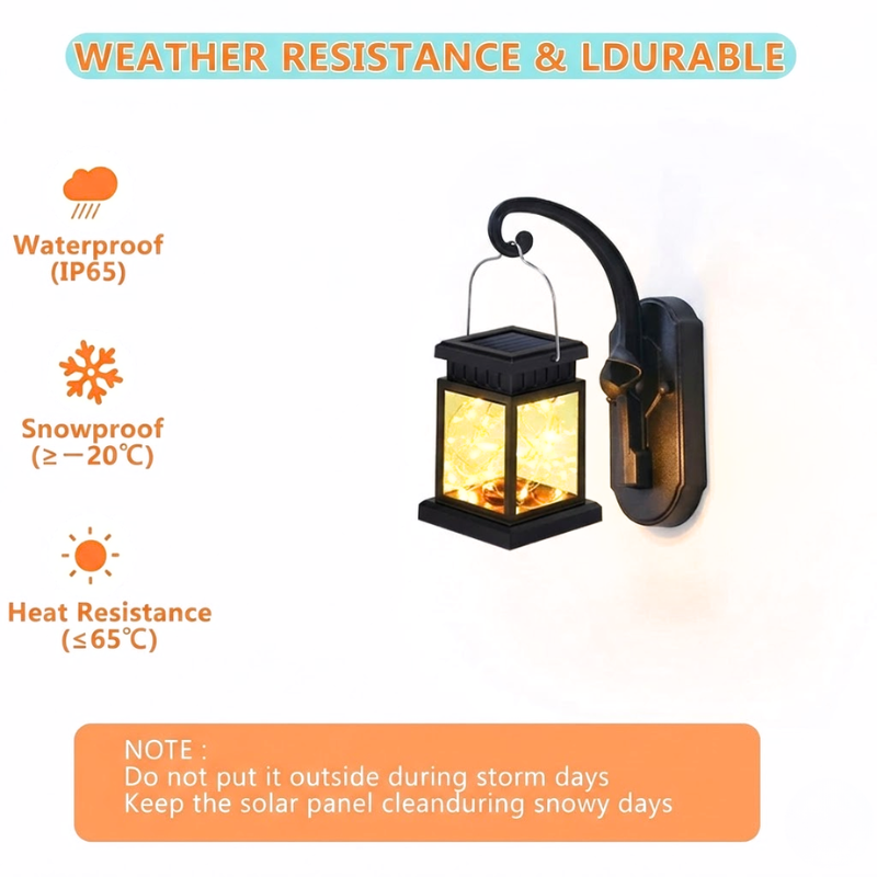 30 LED Solar Lantern Light Warm White Outdoor Hanging or Floor Garden Decor Lamp