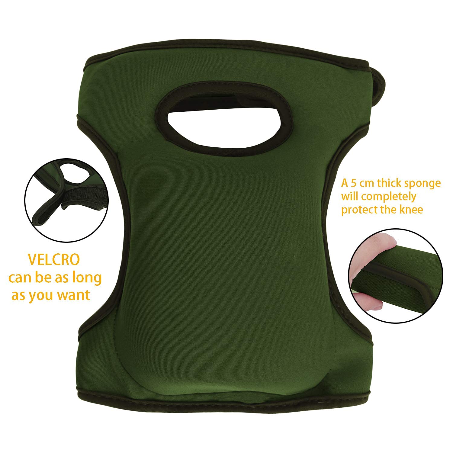 1 Pair Green Gardening Knee Pads Anti-Slip Cushioned Protective Kneepads Adjustable