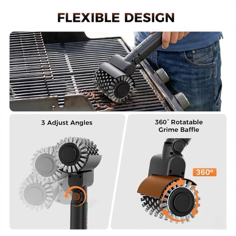 Rechargeable Electric BBQ Cleaning Brush Wireless Rotary Grill Cleaner